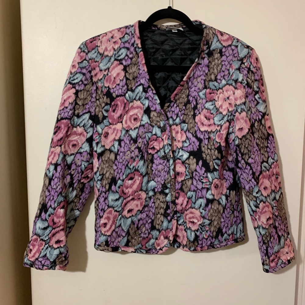 Vintage Russ by Liz Claiborne Pastel Floral Quilted  Jacket